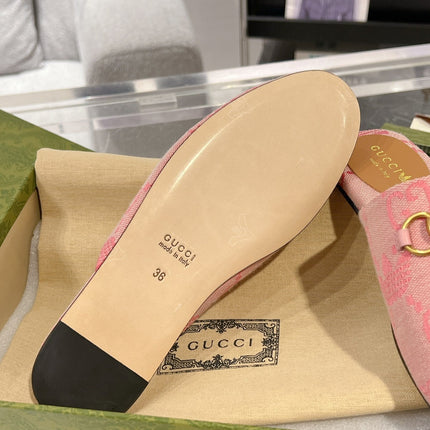 GG & ADIDAS MULE HORSEBIT BUCKLE LIGHT PINK CANVAS