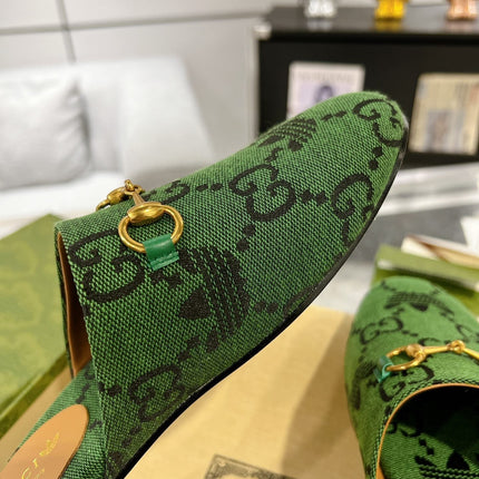 GG & ADIDAS MULE HORSEBIT BUCKLE DARK GREEN CANVAS