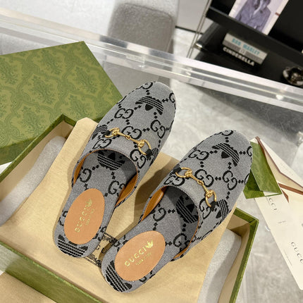 GG & ADIDAS MULE HORSEBIT BUCKLE LIGHT GRAY CANVAS