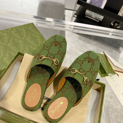 GG & ADIDAS MULE HORSEBIT BUCKLE OLIVE CANVAS