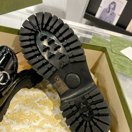 GG MULE WITH HORSEBIT GLOSSY BLACK CALFSKIN