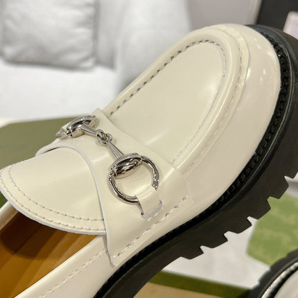 GG LOAFER WITH HORSEBIT WHITE CALFSKIN