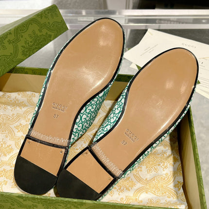 MEN'S MULE WITH HORSEBIT IN MINT GREEN MONOGRAM JACQUARD FABRIC