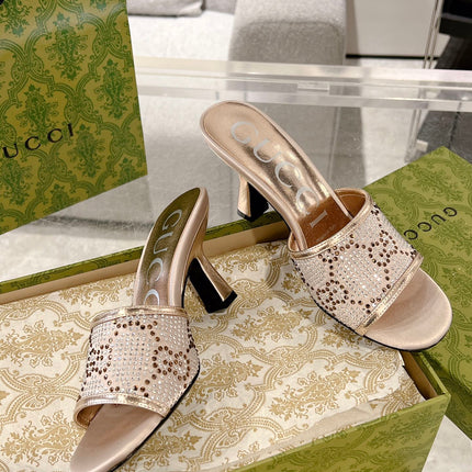 GG CRYSTALS HIGH SANDAL CREAM CANVAS