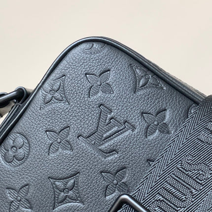 LV 25S GETAWAY MESSENGER BAG 20 IN BLACK MONOGRAM SHADOW EMBOSSED CALFSKIN