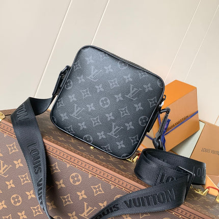 LV 25S GETAWAY MESSENGER BAG 20 IN BLACK MONOGRAM ECLIPSE CANVAS