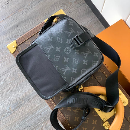 LV 25S GETAWAY MESSENGER BAG 20 IN BLACK MONOGRAM ECLIPSE CANVAS