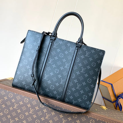 LV 25S SAC PLAT BAG 39 IN BLACK MONOGRAM ECLIPSE CANVAS
