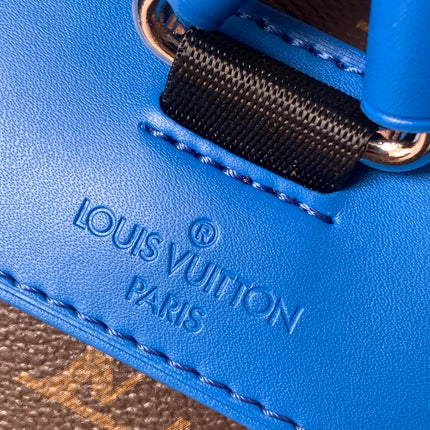LV 25S CHRISTOPHER BACKPACK 48 IN BROWN AND PERSIAN BLUE CANVAS MONOGRAM