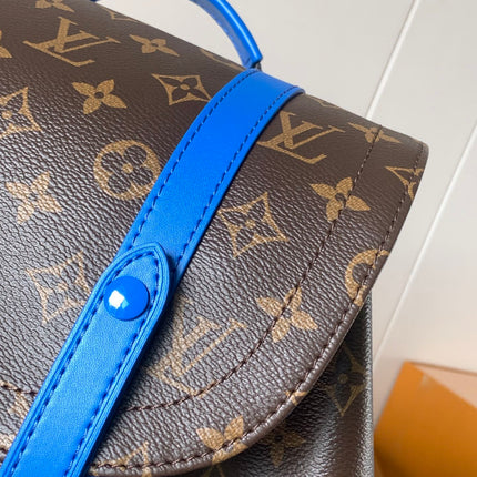 LV 25S CHRISTOPHER BACKPACK 48 IN BROWN AND PERSIAN BLUE CANVAS MONOGRAM