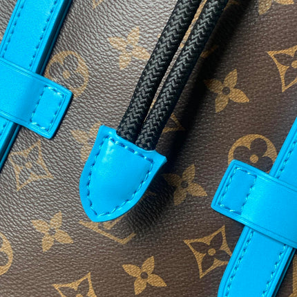 LV 25S CHRISTOPHER BACKPACK 48 IN BROWN AND CAPRI BLUE CANVAS MONOGRAM