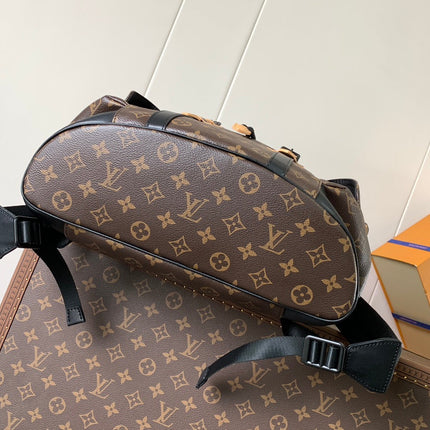 LV 25S CHRISTOPHER BACKPACK 44 IN BROWN AND BLACK CANVAS MONOGRAM