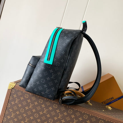 LV 25S DISCOVERY PM BACKPACK 38 IN BLACK AQUA MONOGRAM ECLIPSE CANVAS AND CALFSKIN