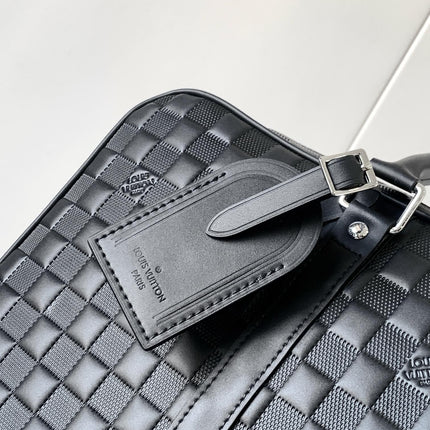 LV 25S PORTE- DOCUMENTS VOYAGE 41 IN BLACK EMBOSSED DAMIER INFINI CALFSKIN