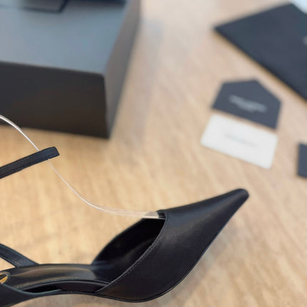 HIGH SLINGBACK 75 MM IN BLACK CALFSKIN