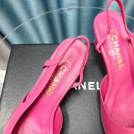 HIGH SLINGBACKS IN BARBIE PINK MIX BLACK LAMBSKIN