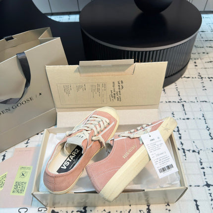 THICK-SOLED V-STAR IN PINK SUEDE WITH CREAM CALFSKIN STAR