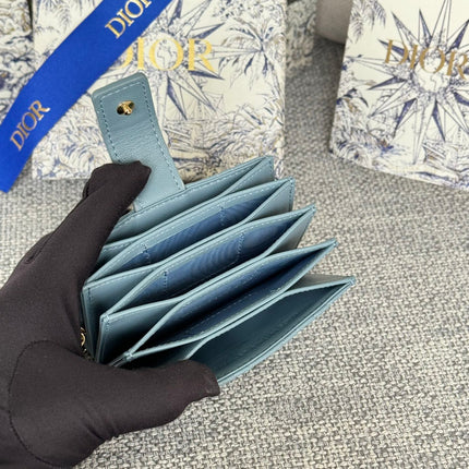 LADY JASMINE CARD HOLDER 10 IN SLATE GREY QUILTED PATENT CALFSKIN