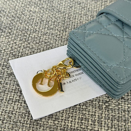 LADY JASMINE CARD HOLDER 10 IN SLATE GREY QUILTED PATENT CALFSKIN