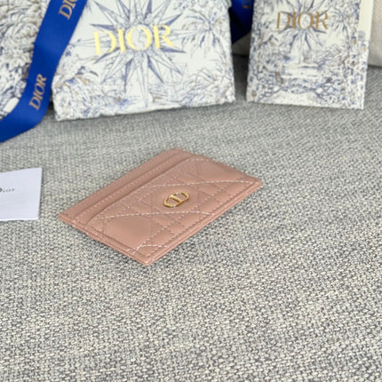 CARO FREESIA CARD HOLDER 10 IN BABY PINK CANNAGE CALFSKIN
