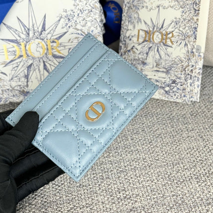 CARO FREESIA CARD HOLDER 10 IN BABY BLUE CANNAGE CALFSKIN
