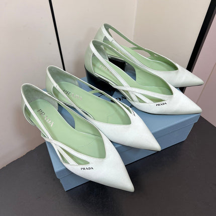 CUT-OUT BALLERINAS IN CHETWODE GREEN SATIN
