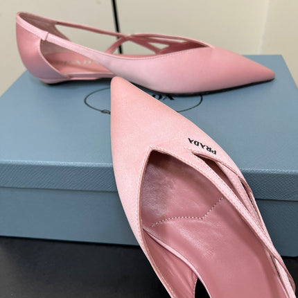 CUT-OUT BALLERINAS IN BABY PINK SATIN