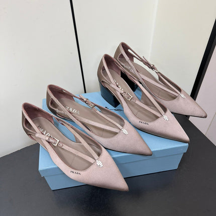 CUT-OUT BALLERINA FLAT IN HAZELNUT BEIGE SATIN ATTACHED BEAD BUCKLE