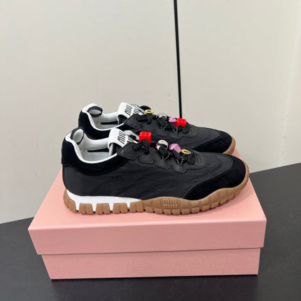 TYRE SNEAKERS IN BLACK TECHNICAL FABRIC AND SUEDE WITH STICKER