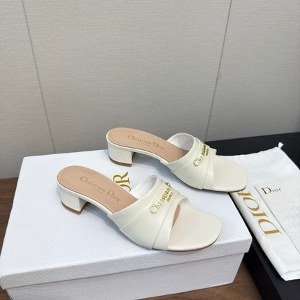 DIOR HIGH HEEL 25S 45 MM IN WHITE LAMBSKIN WITH GOLD HARDWARE
