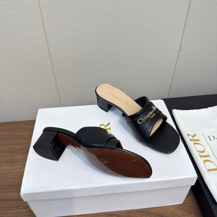 DIOR HIGH HEEL 25S 45 MM IN BLACK LAMBSKIN WITH GOLD HARDWARE