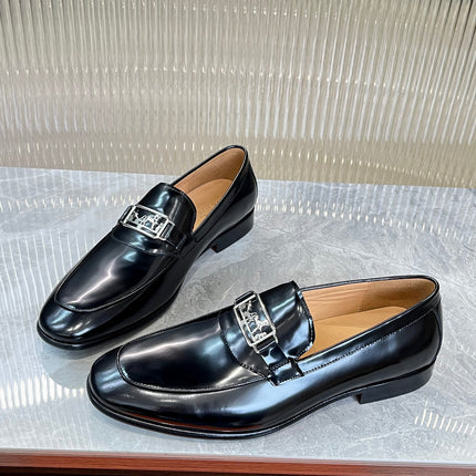 HM SILVER BUCKLE LOAFER BLACK CALFSKIN