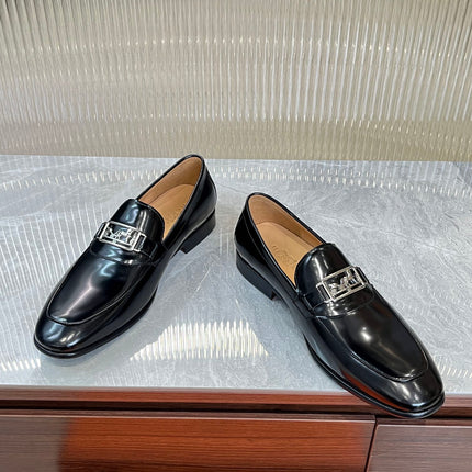 HM SILVER BUCKLE LOAFER BLACK CALFSKIN