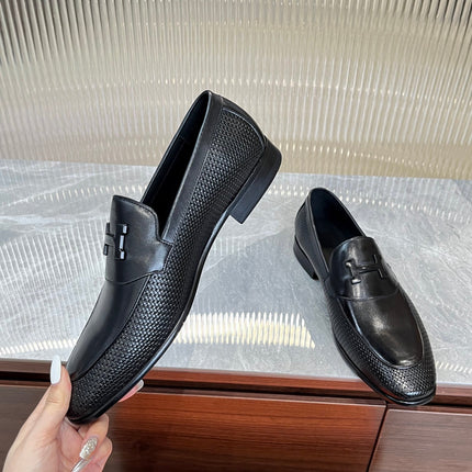 HM BLACK H-BUCKLE LOAFER BLACK CALFSKIN