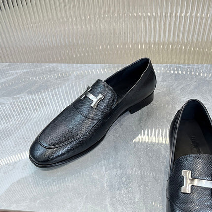 HM H-BUCKLE LOAFER BLACK CALFSKIN