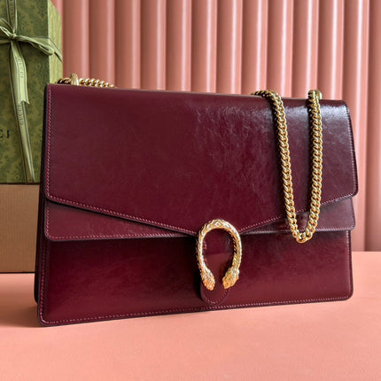 DIONYSUS LAGRE SHOULDER BAG 42 IN ROSSO ANCORA RED GG GLOSSY LAMBSKIN