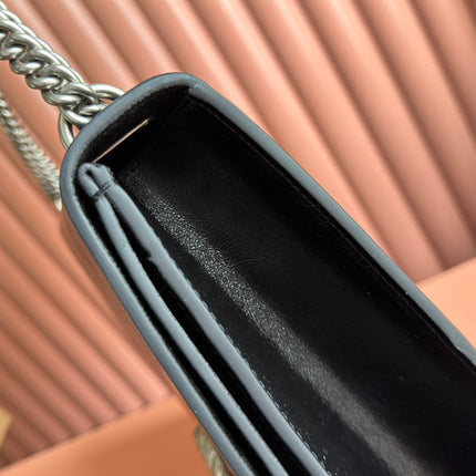 DIONYSUS LAGRE SHOULDER BAG 42 IN BLACK GG GLOSSY LAMBSKIN