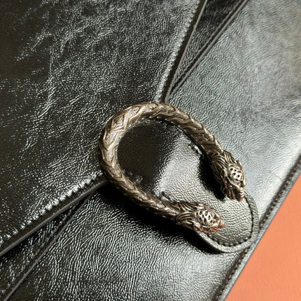 DIONYSUS LAGRE SHOULDER BAG 42 IN BLACK GG GLOSSY LAMBSKIN