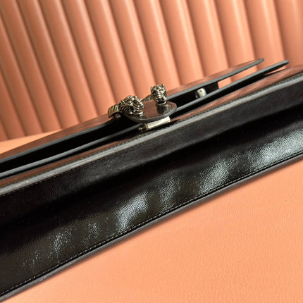 DIONYSUS LAGRE SHOULDER BAG 42 IN BLACK GG GLOSSY LAMBSKIN