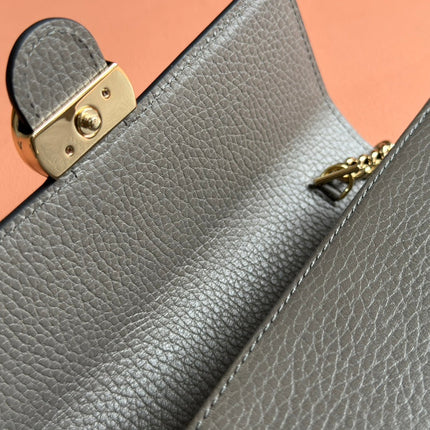 INTERLOCKING WOC 20 IN GRAY GRAINY CALFSKIN GOLD HARDWARE