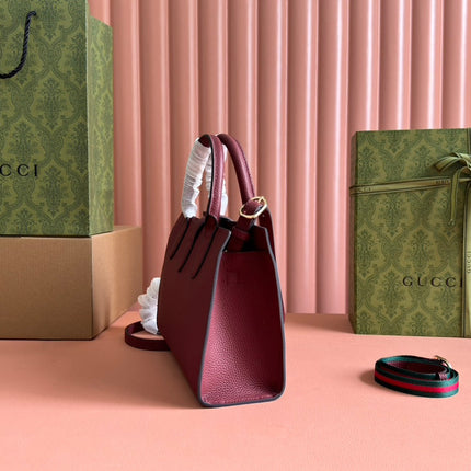 SMALL JACKIE TOTE 24 IN BURGUNDY LAMBSKIN