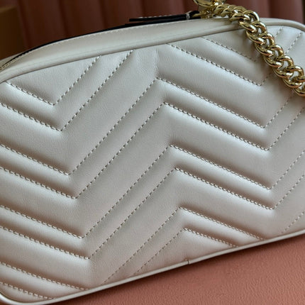 MARMONT SMALL SHOULDER BAG 24 IN WHITE CALFSKIN GOLD HARDWARE