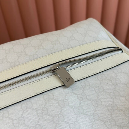 MEDIUM DUFFLE BAG WITH WEB 47 IN WHITE SOFT GG CALFSKIN