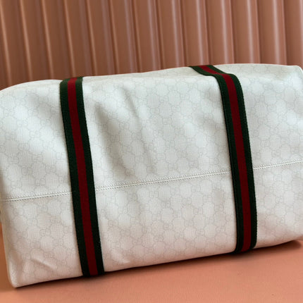 MEDIUM DUFFLE BAG WITH WEB 47 IN WHITE SOFT GG CALFSKIN