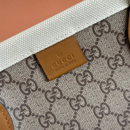 TOTE BAG PRINTED LOGO 41.5 IN BROWN CALFSKIN OFF WHITE CANVAS