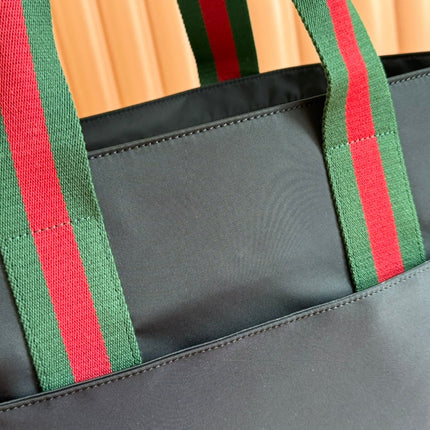 WEB STRIPE-STRAP TOTE BAG 45 IN BLACK CANVAS