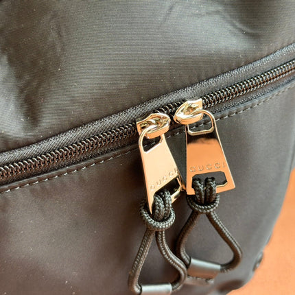 LARGE BELT BAG 32 IN BLACK CANVAS GREEN AND RED WEB DETAIL