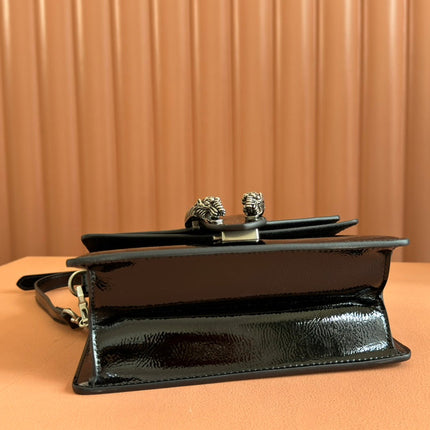 DIONYSUS MEDIUM SHOULDER BAG 22 IN BLACK GG GLOSSY LAMBSKIN