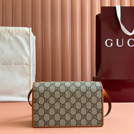 EMBLEM WALLET GG MONOGRAM 20 IN BEIGE AND DARK BROWN GG CALFSKIN