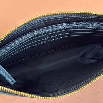 RUBBER EFFECT SMALL WALLET ON CHAIN 22.5 IN BEIGE AND DARK BROWN GG CALFSKIN